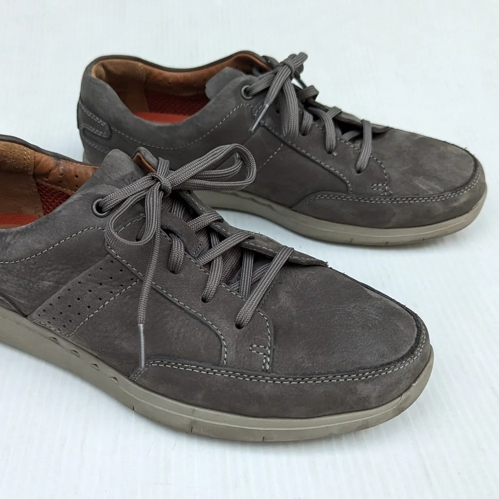 CLARKS 1825 mens gray leather oxford loafers business casual shoes